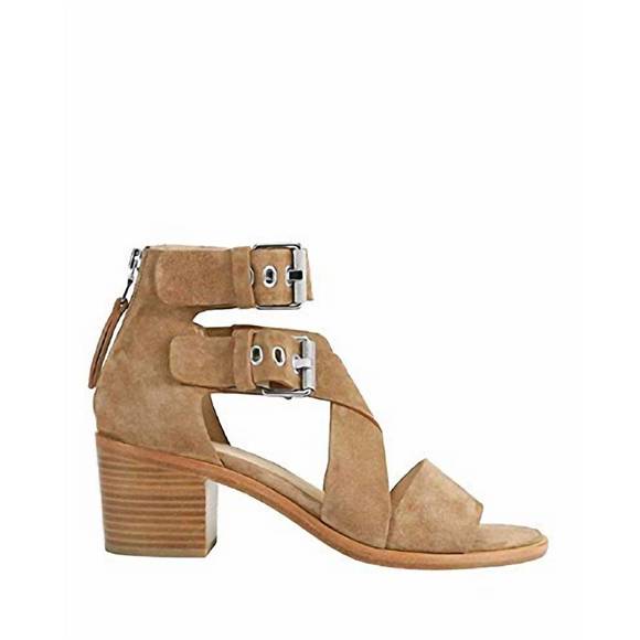 NEW RAG & BONE madrid suede stacked heel sandals in camel - Picture 1 of 1
